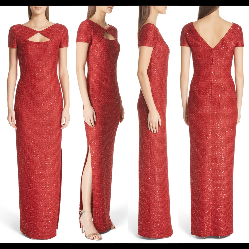 NWT $1895 St. John‎ Evening Sequin Column Gown in Sienna Red [SZ 0 ] #F356